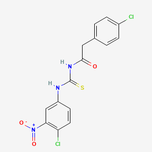 molecular formula C15H11Cl2N3O3S B3714209 N-[(4-chloro-3-nitrophenyl)carbamothioyl]-2-(4-chlorophenyl)acetamide 