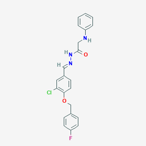 molecular formula C22H19ClFN3O2 B371423 2-anilino-N'-{3-chloro-4-[(4-fluorobenzyl)oxy]benzylidene}acetohydrazide CAS No. 329777-98-2