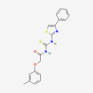 molecular formula C19H17N3O2S2 B3714235 2-(3-methylphenoxy)-N-{[(4-phenyl-1,3-thiazol-2-yl)amino]carbonothioyl}acetamide 