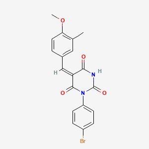 (5E)-1-(4-bromophenyl)-5-[(4-methoxy-3-methylphenyl)methylidene]-1,3-diazinane-2,4,6-trione