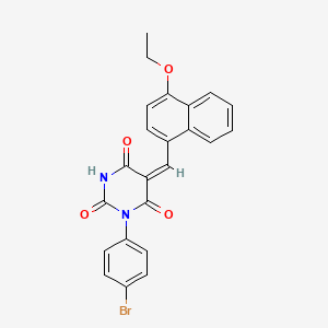 molecular formula C23H17BrN2O4 B3714289 (5E)-1-(4-bromophenyl)-5-[(4-ethoxynaphthalen-1-yl)methylidene]-1,3-diazinane-2,4,6-trione 