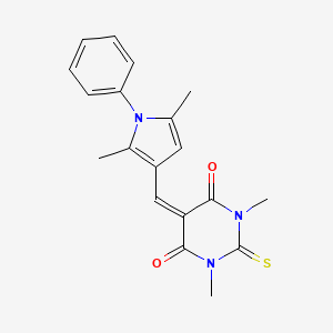 molecular formula C19H19N3O2S B3714291 5-[(2,5-DIMETHYL-1-PHENYL-1H-PYRROL-3-YL)METHYLIDENE]-1,3-DIMETHYL-2-SULFANYLIDENE-1,3-DIAZINANE-4,6-DIONE 