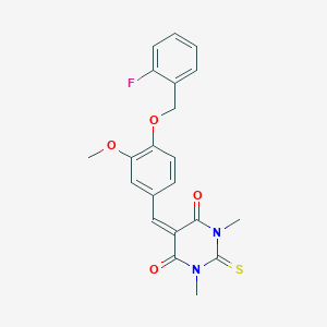 5-({4-[(2-FLUOROPHENYL)METHOXY]-3-METHOXYPHENYL}METHYLIDENE)-1,3-DIMETHYL-2-SULFANYLIDENE-1,3-DIAZINANE-4,6-DIONE