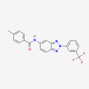 molecular formula C21H15F3N4O B3714308 4-methyl-N-{2-[3-(trifluoromethyl)phenyl]-2H-1,2,3-benzotriazol-5-yl}benzamide 