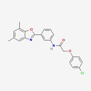 2-(4-chlorophenoxy)-N-[3-(5,7-dimethyl-1,3-benzoxazol-2-yl)phenyl]acetamide