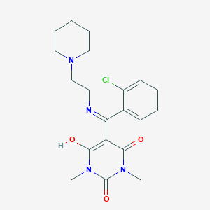 molecular formula C20H25ClN4O3 B3714379 5-((2-chlorophenyl){[2-(1-piperidinyl)ethyl]amino}methylene)-1,3-dimethyl-2,4,6(1H,3H,5H)-pyrimidinetrione 