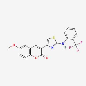 molecular formula C20H13F3N2O3S B3714442 6-methoxy-3-(2-{[2-(trifluoromethyl)phenyl]amino}-1,3-thiazol-4-yl)-2H-chromen-2-one 