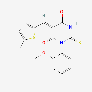 (5Z)-1-(2-methoxyphenyl)-5-[(5-methylthiophen-2-yl)methylidene]-2-sulfanylidene-1,3-diazinane-4,6-dione