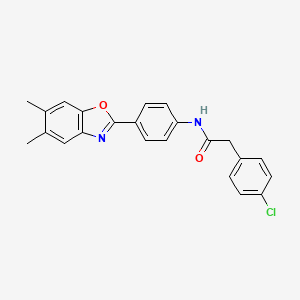 2-(4-chlorophenyl)-N-[4-(5,6-dimethyl-1,3-benzoxazol-2-yl)phenyl]acetamide