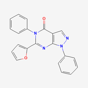 molecular formula C21H14N4O2 B3714537 6-(Furan-2-yl)-1,5-diphenylpyrazolo[3,4-d]pyrimidin-4-one 