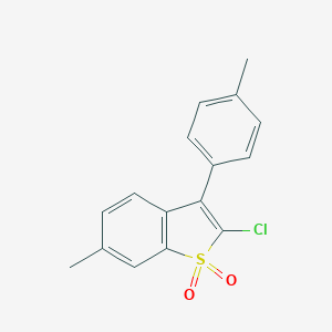 molecular formula C16H13ClO2S B371467 2-Chloro-6-methyl-3-(4-methylphenyl)-1-benzothiophene 1,1-dioxide 