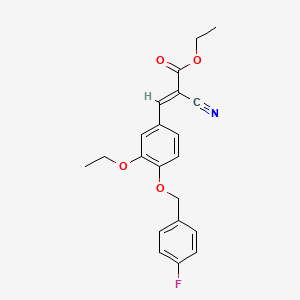 molecular formula C21H20FNO4 B3714688 ethyl (E)-2-cyano-3-[3-ethoxy-4-[(4-fluorophenyl)methoxy]phenyl]prop-2-enoate 