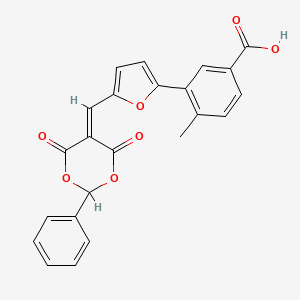 molecular formula C23H16O7 B3714709 3-{5-[(4,6-Dioxo-2-phenyl-1,3-dioxan-5-ylidene)methyl]furan-2-yl}-4-methylbenzoic acid 