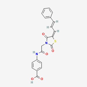 molecular formula C21H16N2O5S B3714732 4-({[2,4-dioxo-5-(3-phenyl-2-propen-1-ylidene)-1,3-thiazolidin-3-yl]acetyl}amino)benzoic acid 