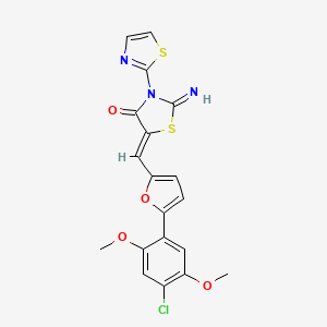 molecular formula C19H14ClN3O4S2 B3714758 (5Z)-5-{[5-(4-chloro-2,5-dimethoxyphenyl)furan-2-yl]methylidene}-2-imino-3-(1,3-thiazol-2-yl)-1,3-thiazolidin-4-one 