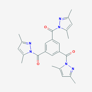 molecular formula C24H24N6O3 B371481 1-{3,5-bis[(3,5-dimethyl-1H-pyrazol-1-yl)carbonyl]benzoyl}-3,5-dimethyl-1H-pyrazole 