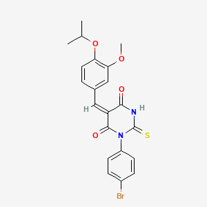 (5E)-1-(4-Bromophenyl)-5-{[3-methoxy-4-(propan-2-yloxy)phenyl]methylidene}-2-sulfanylidene-1,3-diazinane-4,6-dione