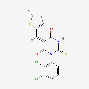 molecular formula C16H10Cl2N2O2S2 B3714940 1-(2,3-dichlorophenyl)-5-[(5-methyl-2-thienyl)methylene]-2-thioxodihydro-4,6(1H,5H)-pyrimidinedione 