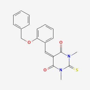 molecular formula C20H18N2O3S B3714964 5-{[2-(BENZYLOXY)PHENYL]METHYLIDENE}-1,3-DIMETHYL-2-SULFANYLIDENE-1,3-DIAZINANE-4,6-DIONE 