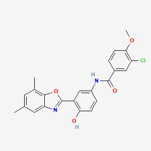 molecular formula C23H19ClN2O4 B3714972 3-chloro-N-[3-(5,7-dimethyl-1,3-benzoxazol-2-yl)-4-hydroxyphenyl]-4-methoxybenzamide 