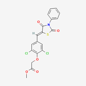 methyl {2,6-dichloro-4-[(Z)-(2,4-dioxo-3-phenyl-1,3-thiazolidin-5-ylidene)methyl]phenoxy}acetate