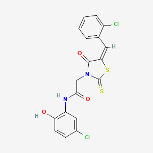 2-[5-(2-chlorobenzylidene)-4-oxo-2-thioxo-1,3-thiazolidin-3-yl]-N-(5-chloro-2-hydroxyphenyl)acetamide