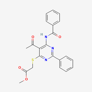 Methyl 2-[(5-acetyl-6-benzamido-2-phenylpyrimidin-4-YL)sulfanyl]acetate