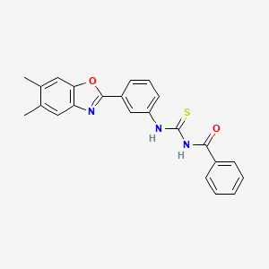 molecular formula C23H19N3O2S B3715121 N-{[3-(5,6-dimethyl-1,3-benzoxazol-2-yl)phenyl]carbamothioyl}benzamide 