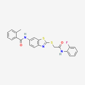 molecular formula C23H18FN3O2S2 B3715137 N-[2-({2-[(2-fluorophenyl)amino]-2-oxoethyl}thio)-1,3-benzothiazol-6-yl]-2-methylbenzamide 