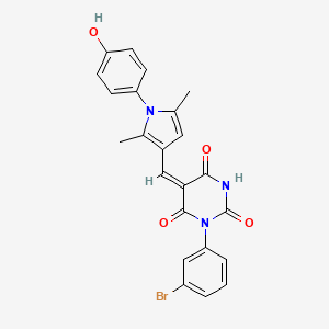 (5E)-1-(3-bromophenyl)-5-{[1-(4-hydroxyphenyl)-2,5-dimethyl-1H-pyrrol-3-yl]methylidene}pyrimidine-2,4,6(1H,3H,5H)-trione