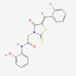 2-[(5Z)-5-[(2-chlorophenyl)methylidene]-4-oxo-2-sulfanylidene-1,3-thiazolidin-3-yl]-N-(2-hydroxyphenyl)acetamide