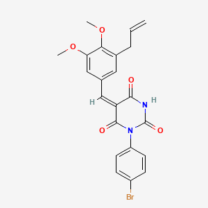 (5E)-1-(4-bromophenyl)-5-[3,4-dimethoxy-5-(prop-2-en-1-yl)benzylidene]pyrimidine-2,4,6(1H,3H,5H)-trione