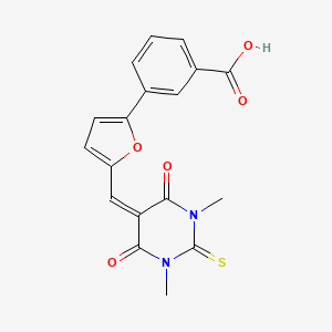 3-{5-[(1,3-DIMETHYL-4,6-DIOXO-2-SULFANYLIDENE-1,3-DIAZINAN-5-YLIDENE)METHYL]FURAN-2-YL}BENZOIC ACID