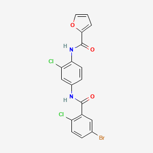 molecular formula C18H11BrCl2N2O3 B3715190 N-{4-[(5-bromo-2-chlorobenzoyl)amino]-2-chlorophenyl}-2-furamide 