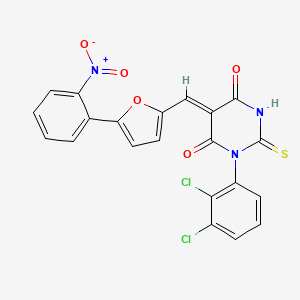 (5Z)-1-(2,3-dichlorophenyl)-5-[[5-(2-nitrophenyl)furan-2-yl]methylidene]-2-sulfanylidene-1,3-diazinane-4,6-dione