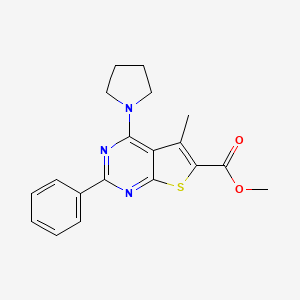 methyl 5-methyl-2-phenyl-4-(1-pyrrolidinyl)thieno[2,3-d]pyrimidine-6-carboxylate