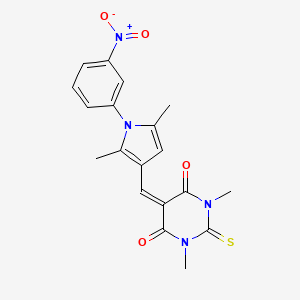 molecular formula C19H18N4O4S B3715279 5-[[2,5-Dimethyl-1-(3-nitrophenyl)pyrrol-3-yl]methylidene]-1,3-dimethyl-2-sulfanylidene-1,3-diazinane-4,6-dione CAS No. 6358-61-8