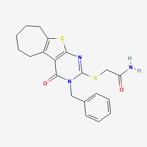 2-[(4-benzyl-3-oxo-8-thia-4,6-diazatricyclo[7.5.0.02,7]tetradeca-1(9),2(7),5-trien-5-yl)sulfanyl]acetamide