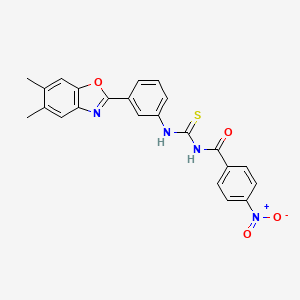 molecular formula C23H18N4O4S B3715366 N-[[3-(5,6-dimethyl-1,3-benzoxazol-2-yl)phenyl]carbamothioyl]-4-nitrobenzamide 