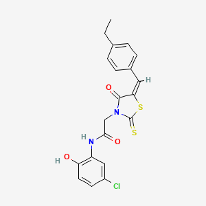 molecular formula C20H17ClN2O3S2 B3715386 N-(5-chloro-2-hydroxyphenyl)-2-[(5E)-5-[(4-ethylphenyl)methylidene]-4-oxo-2-sulfanylidene-1,3-thiazolidin-3-yl]acetamide 