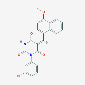 (5E)-1-(3-bromophenyl)-5-[(4-methoxynaphthalen-1-yl)methylidene]pyrimidine-2,4,6(1H,3H,5H)-trione