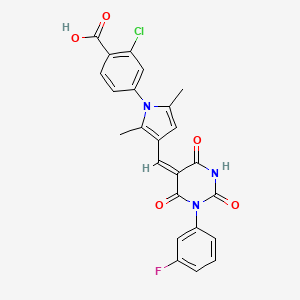 2-chloro-4-(3-{[1-(3-fluorophenyl)-2,4,6-trioxotetrahydro-5(2H)-pyrimidinylidene]methyl}-2,5-dimethyl-1H-pyrrol-1-yl)benzoic acid