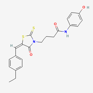 molecular formula C22H22N2O3S2 B3715448 4-[5-(4-ethylbenzylidene)-4-oxo-2-thioxo-1,3-thiazolidin-3-yl]-N-(4-hydroxyphenyl)butanamide 