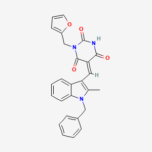 molecular formula C26H21N3O4 B3715451 (5Z)-5-[(1-Benzyl-2-methyl-1H-indol-3-YL)methylidene]-1-[(furan-2-YL)methyl]-1,3-diazinane-2,4,6-trione 