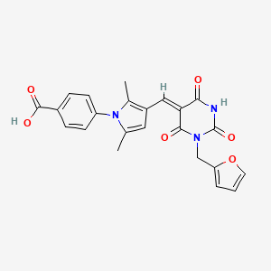 molecular formula C23H19N3O6 B3715487 4-(3-{[1-(2-furylmethyl)-2,4,6-trioxotetrahydro-5(2H)-pyrimidinylidene]methyl}-2,5-dimethyl-1H-pyrrol-1-yl)benzoic acid 