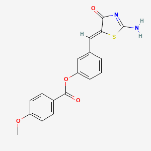 3-[(2-imino-4-oxo-1,3-thiazolidin-5-ylidene)methyl]phenyl 4-methoxybenzoate