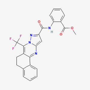 molecular formula C24H17F3N4O3 B3715628 methyl 2-({[7-(trifluoromethyl)-5,6-dihydrobenzo[h]pyrazolo[5,1-b]quinazolin-10-yl]carbonyl}amino)benzoate 