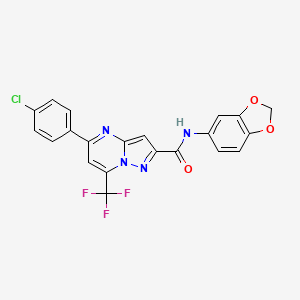 molecular formula C21H12ClF3N4O3 B3715643 N-1,3-benzodioxol-5-yl-5-(4-chlorophenyl)-7-(trifluoromethyl)pyrazolo[1,5-a]pyrimidine-2-carboxamide 