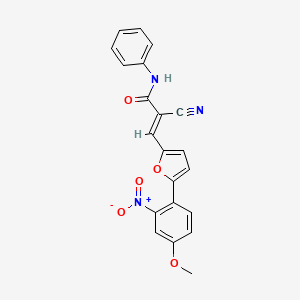 molecular formula C21H15N3O5 B3715657 2-cyano-3-[5-(4-methoxy-2-nitrophenyl)-2-furyl]-N-phenylacrylamide 