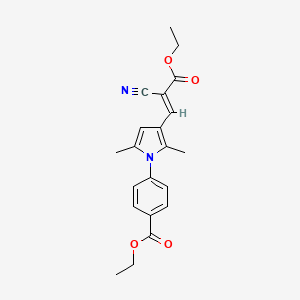 molecular formula C21H22N2O4 B3715659 ethyl 4-{3-[(1E)-2-cyano-3-ethoxy-3-oxoprop-1-en-1-yl]-2,5-dimethyl-1H-pyrrol-1-yl}benzoate 